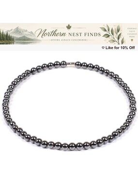 Hematite Magnetic Therapy Necklace Health Gift Elastic Beaded Chain